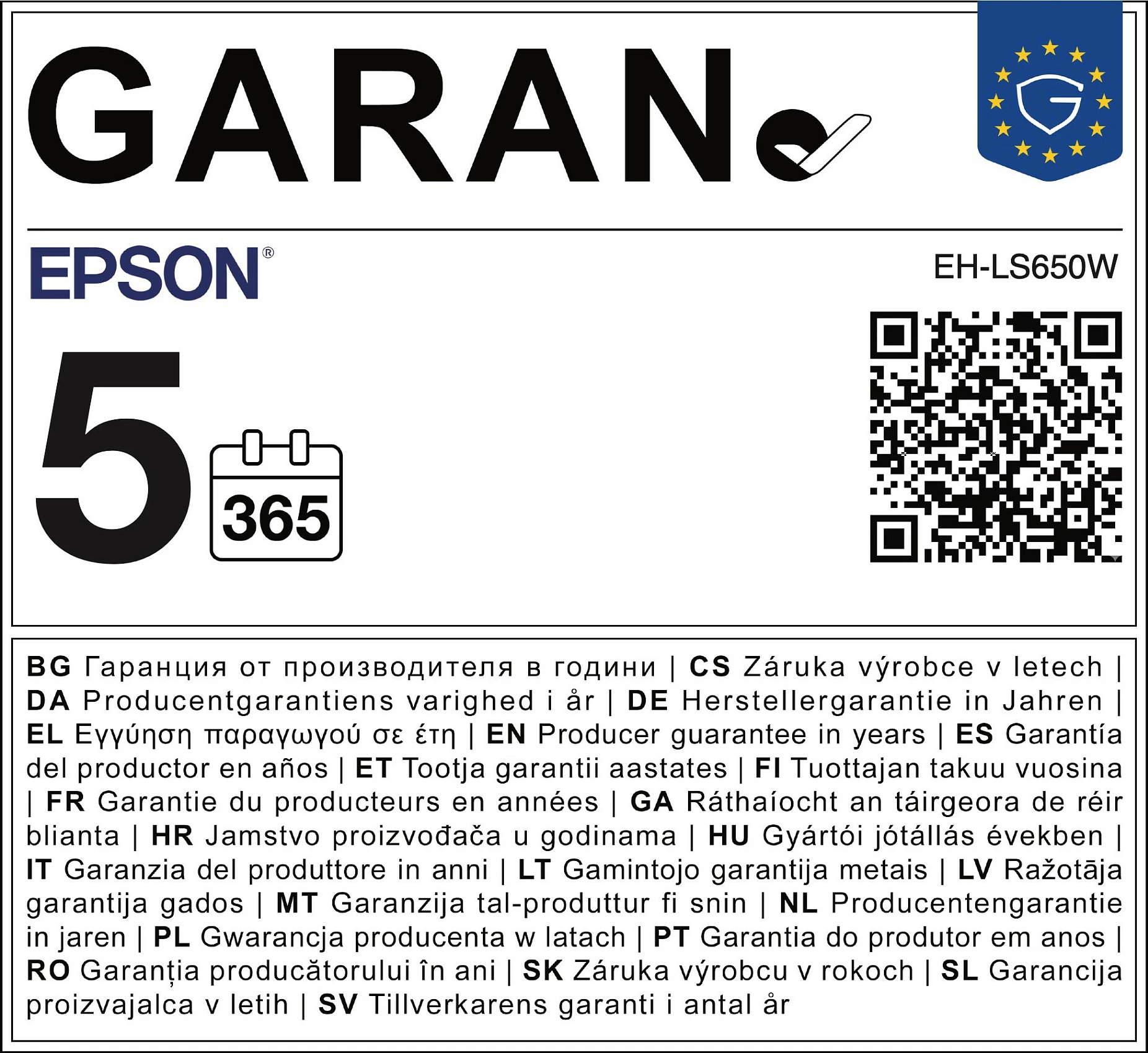 Projektor laser Epson EH-LS650W, Full HD, HDR10/HLG, Wi‑Fi, 2x HDMI (ARC), i bardhë