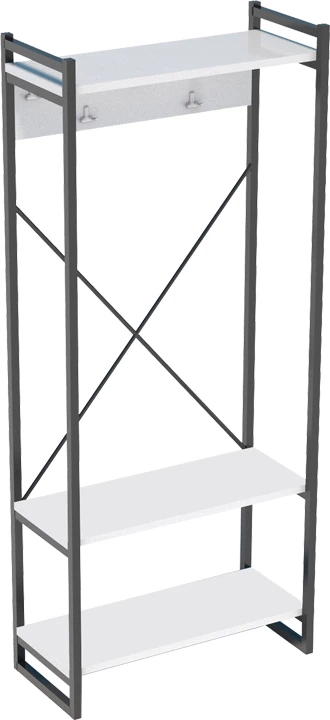 Mobilje hyrëse me varëse Baker, metal i zi dhe melaminë e bardhë, 90x34x180cm