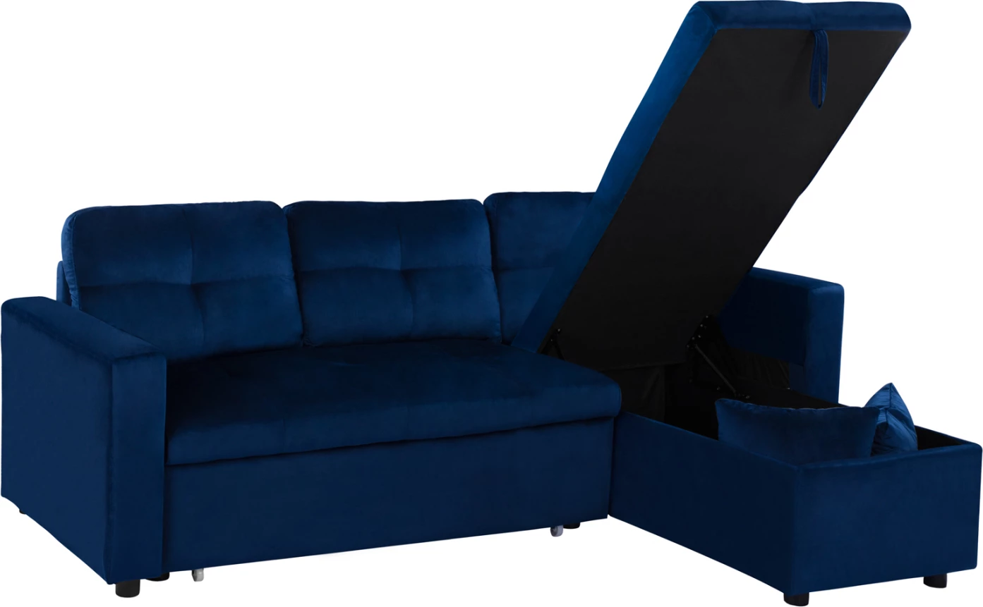 Divan qoshe që bëhet shtrat Wayne 224x147x85 FH3028.18 Kadife Blu