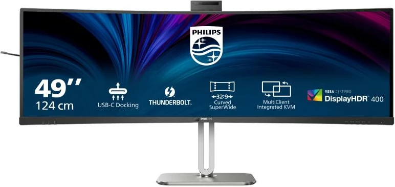 Monitor Philips 6000 Series 49B2U6903CH/00 49\" Thunderbolt 4 me webcam, USB-C docking, DisplayHDR 400, zi/argjend