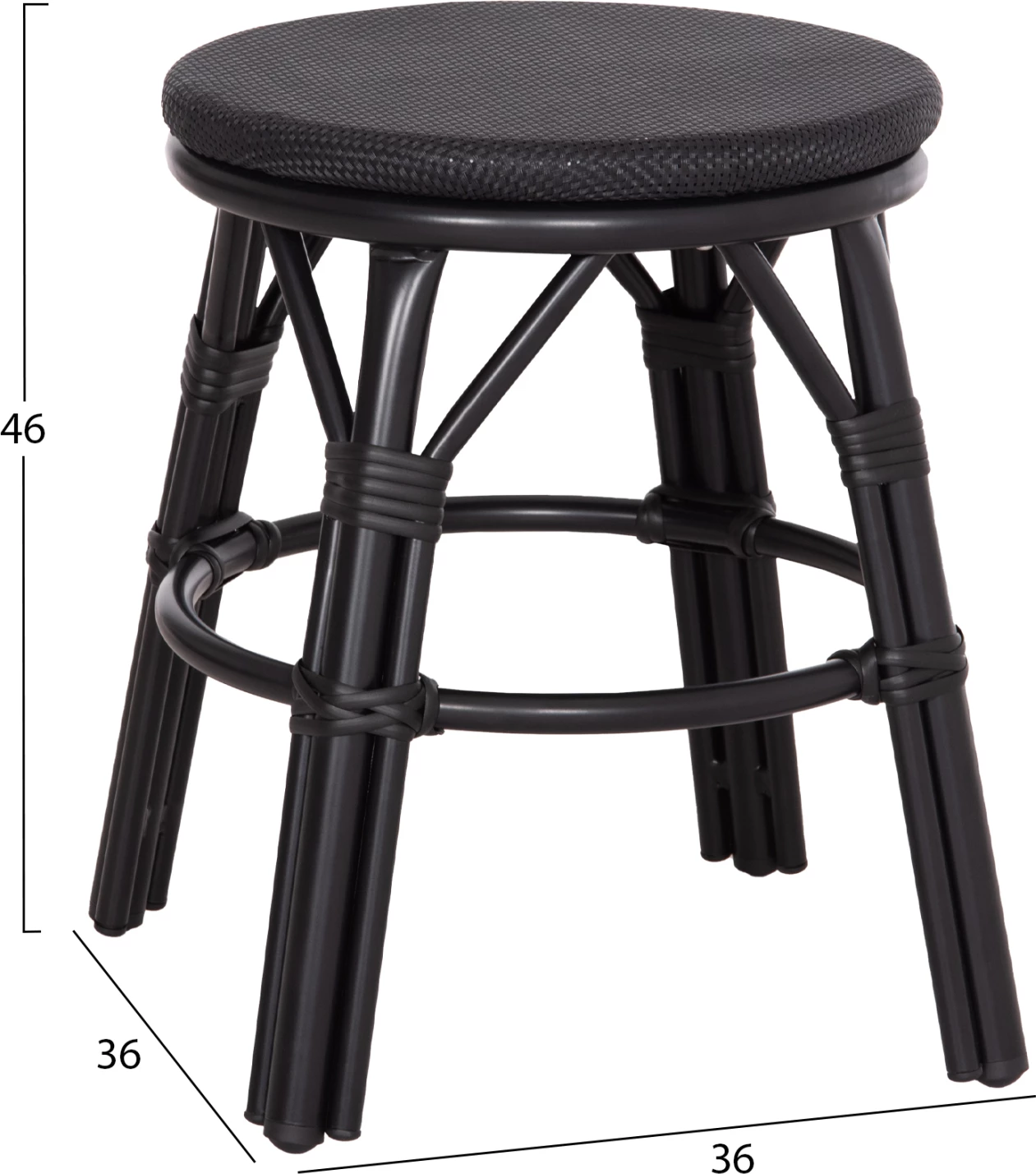 Karrige e rrumbullakët alumini, pamje bambuje, FH6285.02, ngjyrë e zezë, Φ36x46H cm