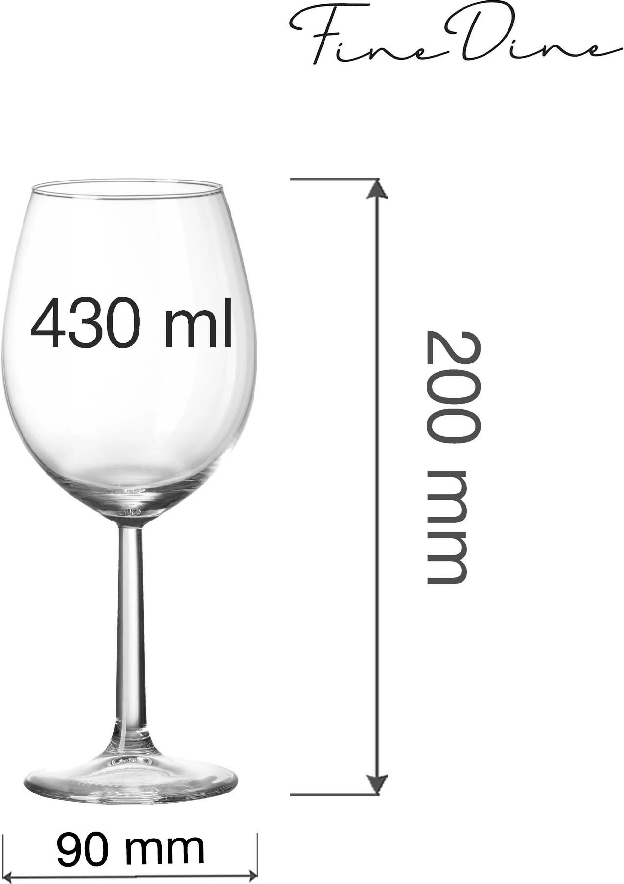 Gotë vere Fine Dine Volare Banquet 430 ml, transparente, set 6 copë