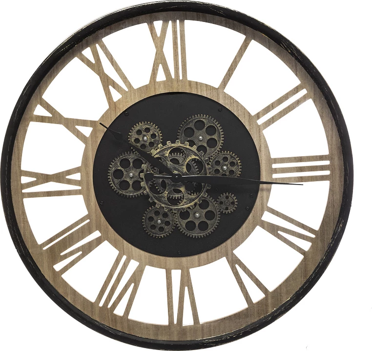 Orë muri Paul, metal-mdf, ngjyrë e zezë-natyrale, D57x6cm