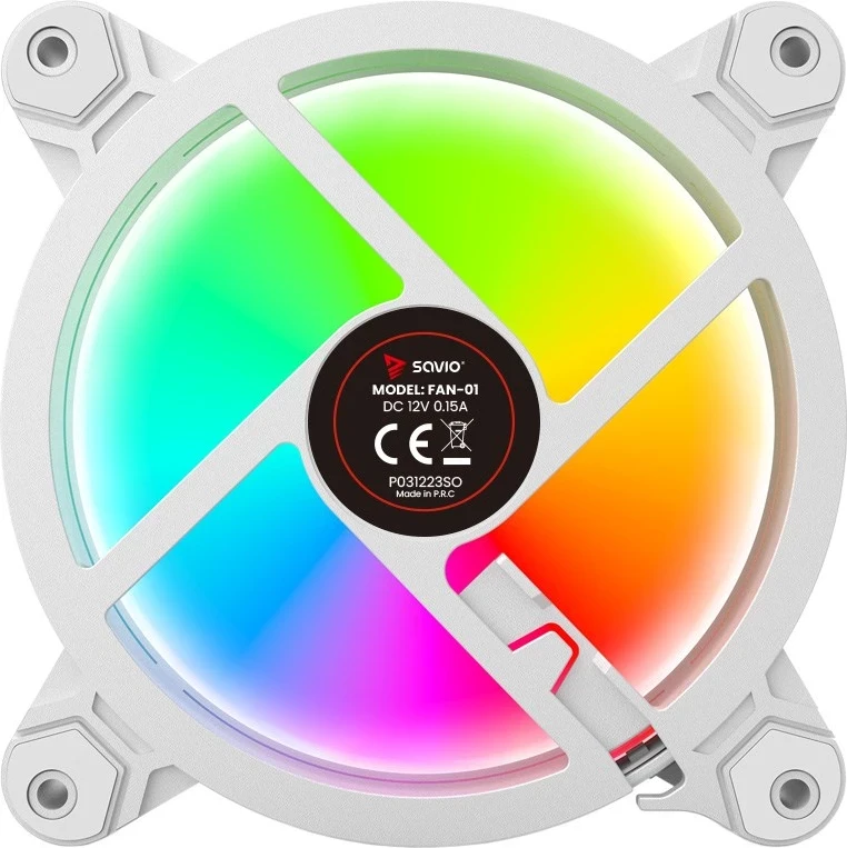 Ventilatorë ARGB SAVIO FAN-01, 4 copë me kontrollues dhe telekomandë, Bardhë