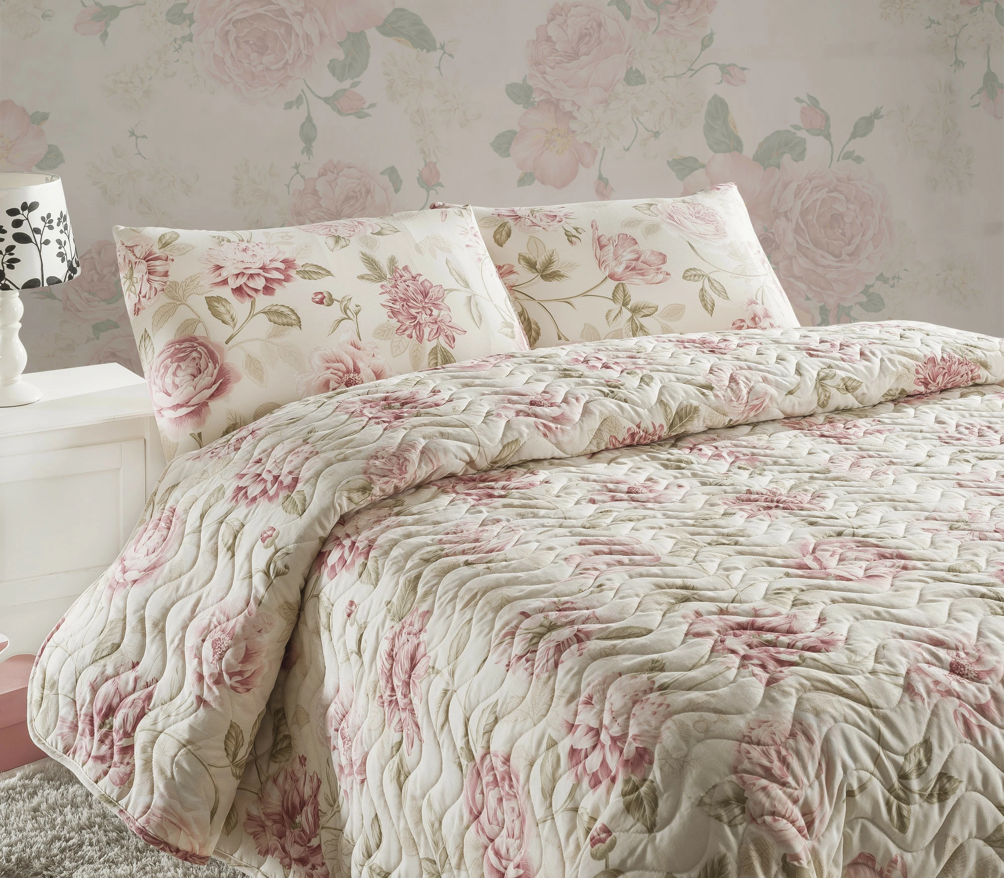 Set mbulesë krevati dopio, i qepur, L'essentiel, Care, rozë
