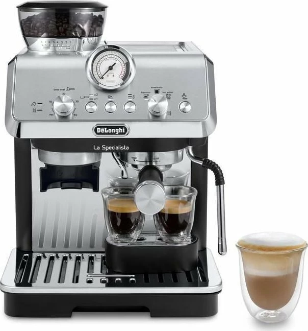 Makinë espresso DeLonghi La Specialista Arte EC9155.MB, 1.7L, 1400W, 15 bar, me mulli të integrum dhe shkop avulli, zi/argjend