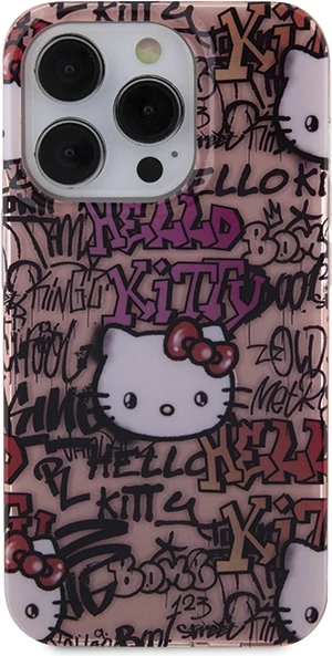 Mbështjellës Hello Kitty IML Tags Graffiti për iPhone 13 Pro Max, rozë