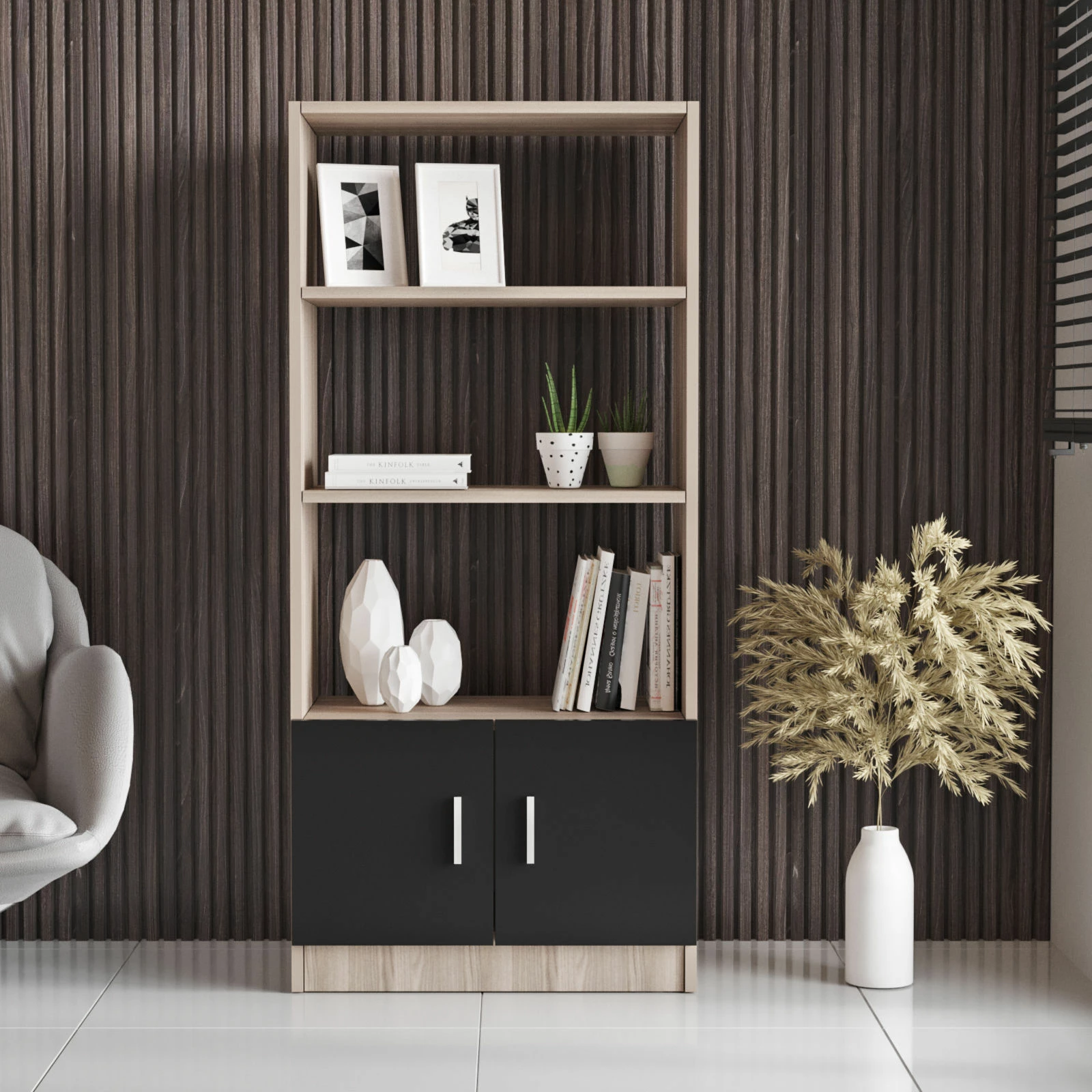 Raft librash Hanah Home, Vo4-Ob, ngjyrë lis dhe e zezë