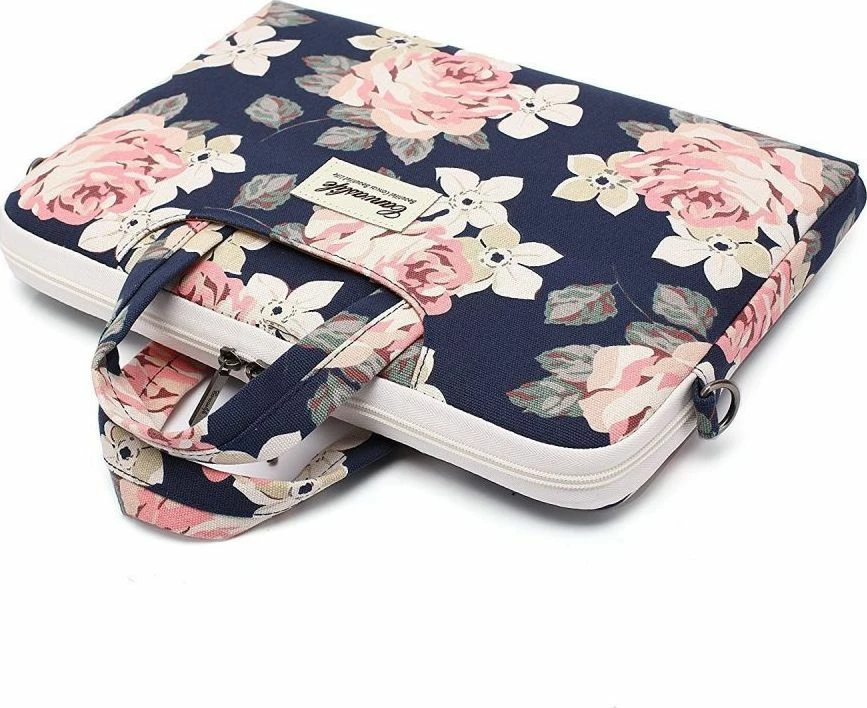 Çantë laptopi CANVASLIFE Briefcase 15\" (42x30x2.5 cm), me rrip shpatulle, blu me motive lulesh, 1 copë
