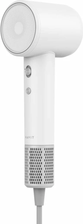 Set tharëse flokësh Havit me pasqyrë kozmetike dhe karikim wireless, e bardhë/argjendtë