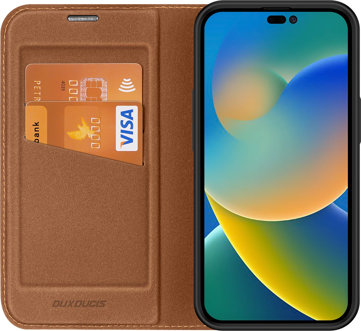 Mbështjellës Dux Ducis Skin X2 për iPhone 14 Pro, me kapak magnetik, kafe