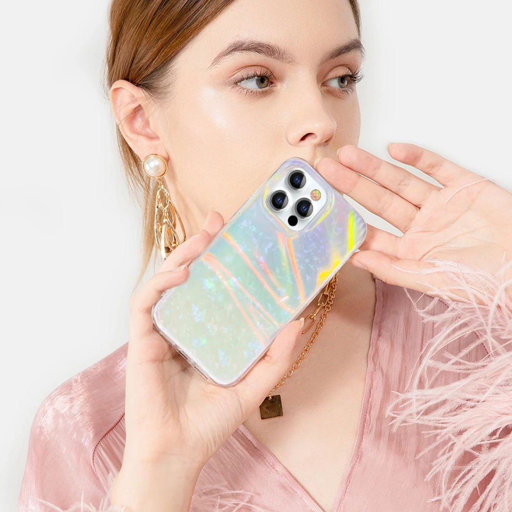 Mbështjellës Kingxbar Shell Series për iPhone 13 Pro, pearl-mint, Jeshile