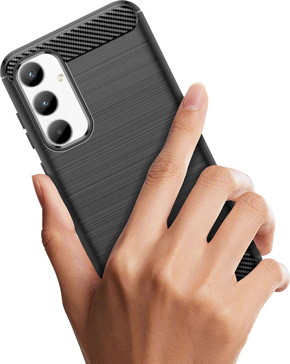 Mbështjellës Hurtel Carbon Case për Samsung Galaxy A35, i zi