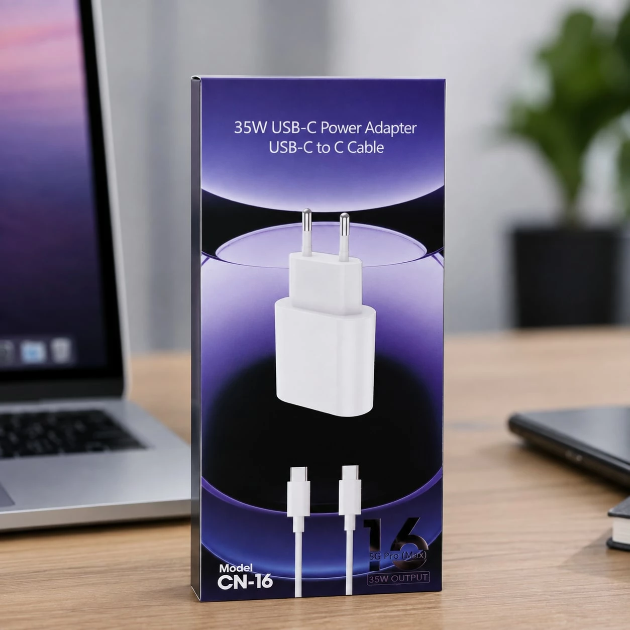 Karikues USB-C 35W për iPhone 16 Pro Max me Kabllo USB-C në USB-C 1 m - Adapter Rryme me Prizë EU