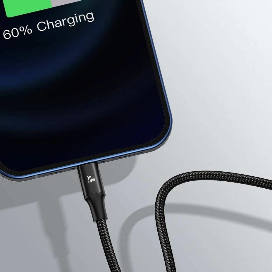 Kabllo USB Baseus Rapid 3in1 CAMLT-SC01, USB-C në USB-C + microUSB + Lightning, 1.5 m, 20W PD, e zezë, 1 copë