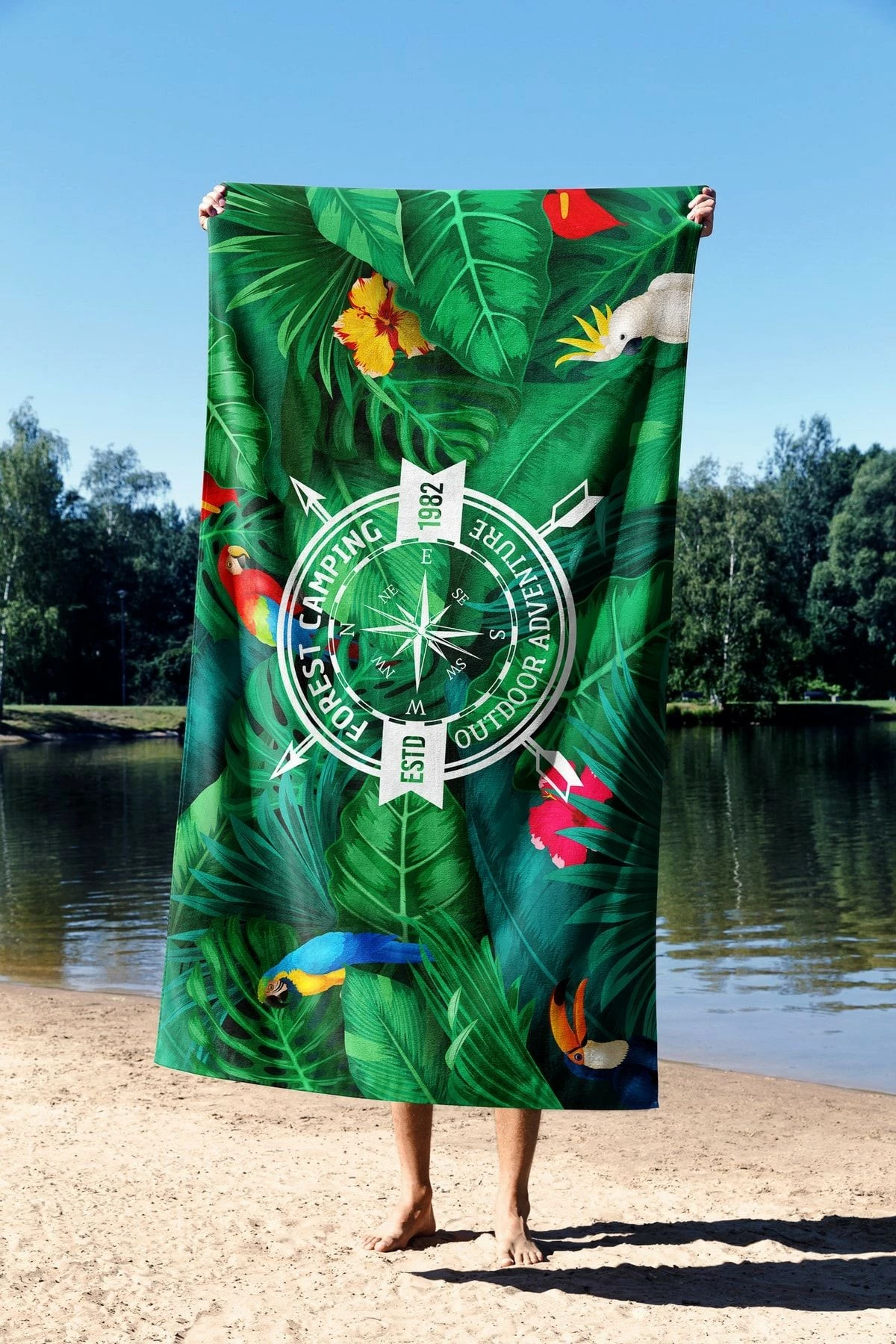 Peshqir plazhi Mijolnir, Forest Camping, 90x150cm
