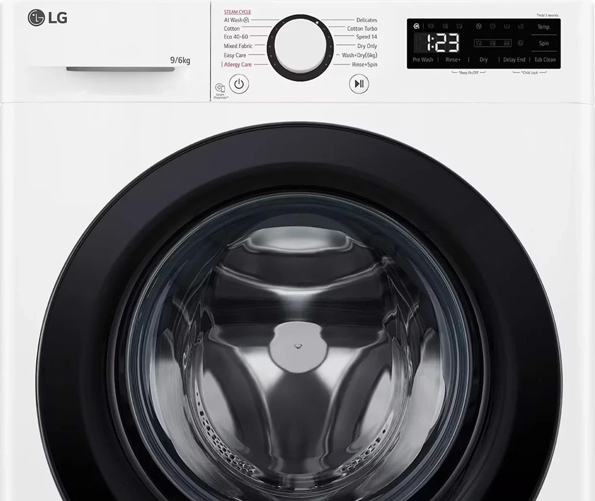 Lavatrice-tharesë, LG F4DR509SBW, 9/6 kg, 1400 rpm, larje me avull, e bardhë