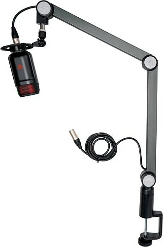 Mikrofon Thronmax Caster, XLR, me krah/stand tavoline me kapëse, i zi
