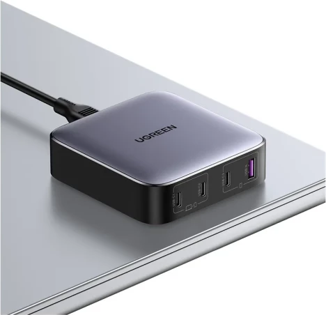 Karikues desktop GaN USB-C UGREEN Nexode 100W (MPN 90928), 3x USB-C + 1x USB-A, kabllo rryme 2m, gri e errët