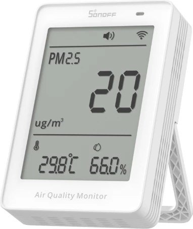 Monitor cilësie ajri Sonoff AirGuard SAWF-07P, Wi‑Fi, LCD 3.73\", PM2.5/PM10, Matter, bardhë