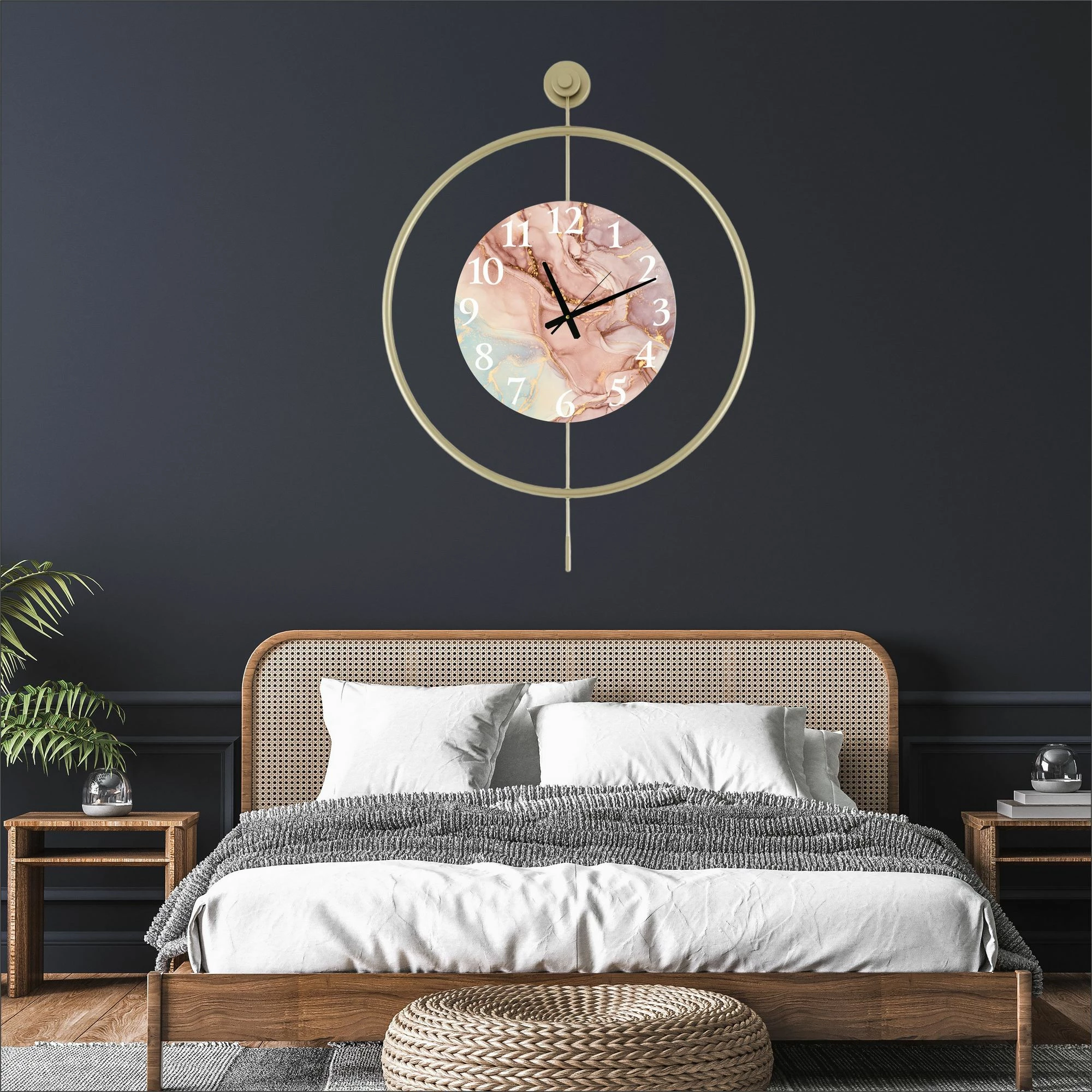 Orë muri dekorative metalike Wallity, Mclock-00116, ngjyrë ari