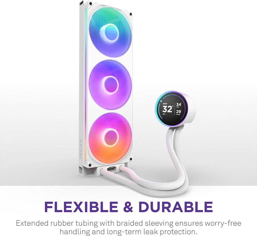 Ftohës uji AIO për CPU NZXT Kraken Elite V2 420 RGB, 3x140mm, ekran IPS, White