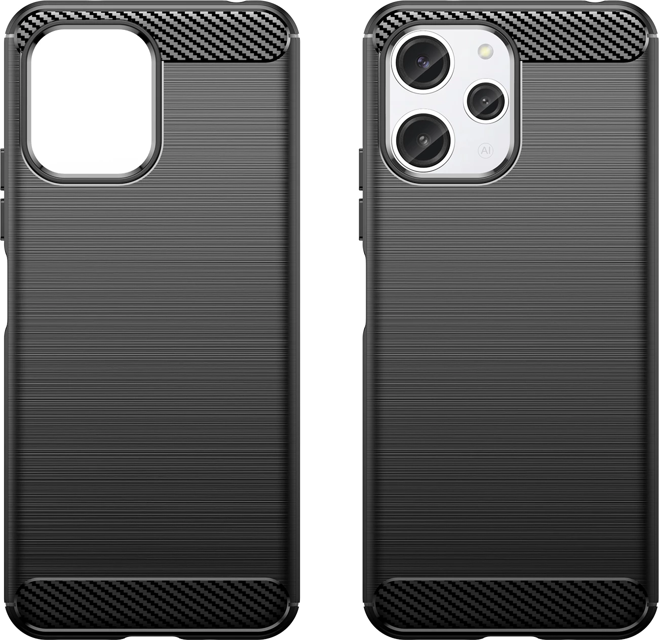 Mbështjellës Hurtel Carbon Case për Xiaomi Redmi 12, i zi