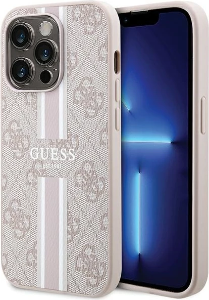 Mbështjellës Guess 4G Printed Stripes MagSafe për iPhone 15 Pro, Rozë