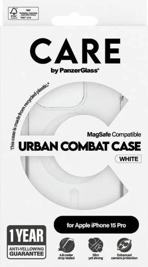 Mbështjellës PanzerGlass Urban Combat Case MagSafe për iPhone 15 Pro, Bardhë
