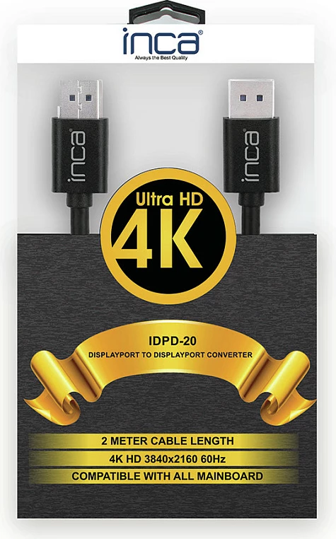 Kabllo DisplayPort INCA IDPD-20, 2m, 4K@60Hz, e zezë