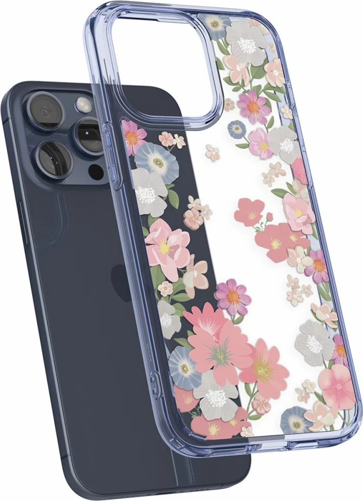 Mbështjellës Spigen Ultra Hybrid për iPhone 15 Pro, Transparent me lule