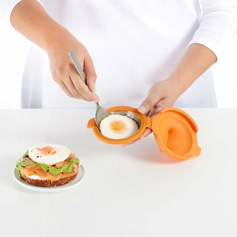 Pajisje për poçim vezësh Lekue 882968, silikon/çelik, portokalli