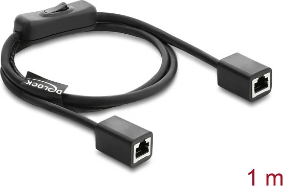 Kabllo rrjeti DeLOCK RJ45 me switch, Cat6 F/UTP, 1 m, e zezë