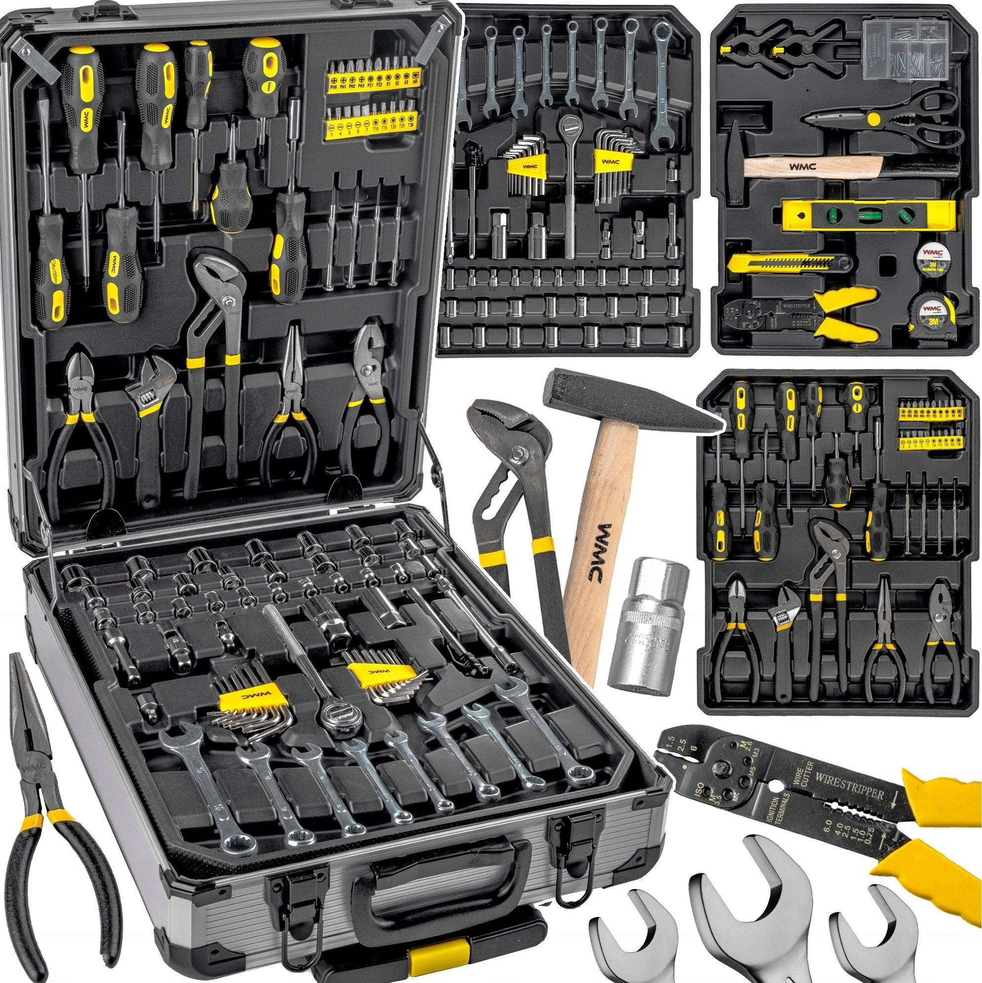 Set veglash WMC WMC-186-3 186 copë, zi/verdhe, në valixhe