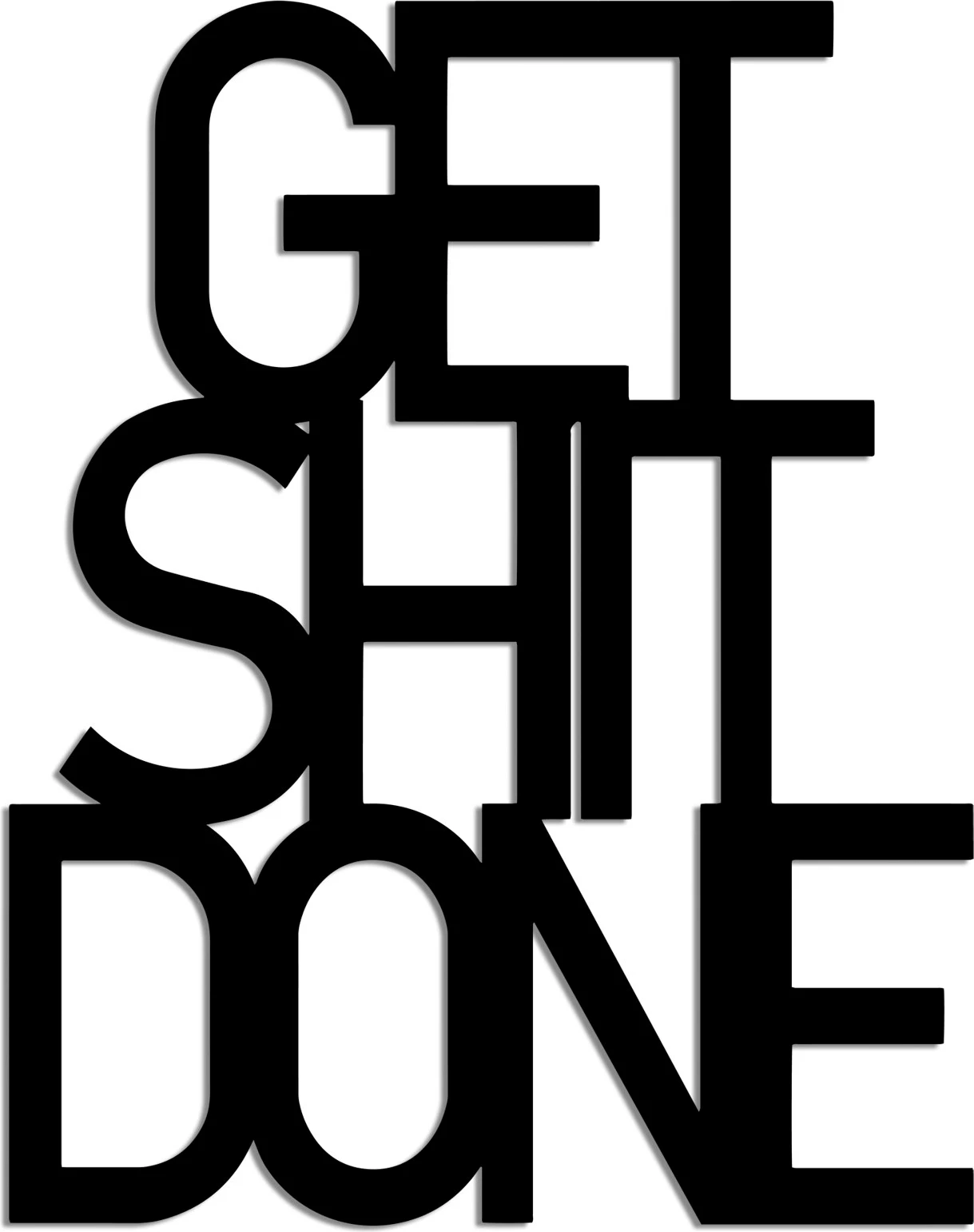 Aksesor metalik dekorativ për mur, Wallity, Get Shit Done, 38x48cm, i zi