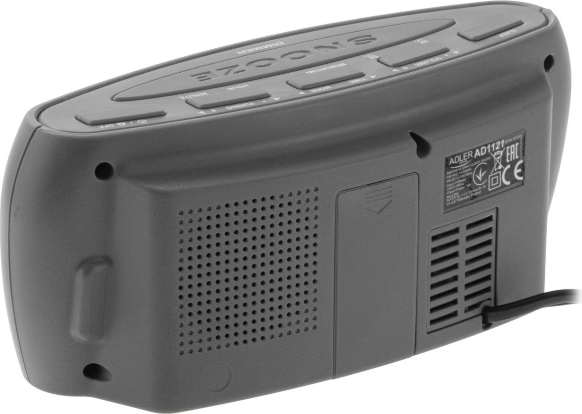 Orë alarmi me radio, Adler AD1121S, AM/FM, ekran LED 5 cm, dy alarme, 10 preset-e, e zezë