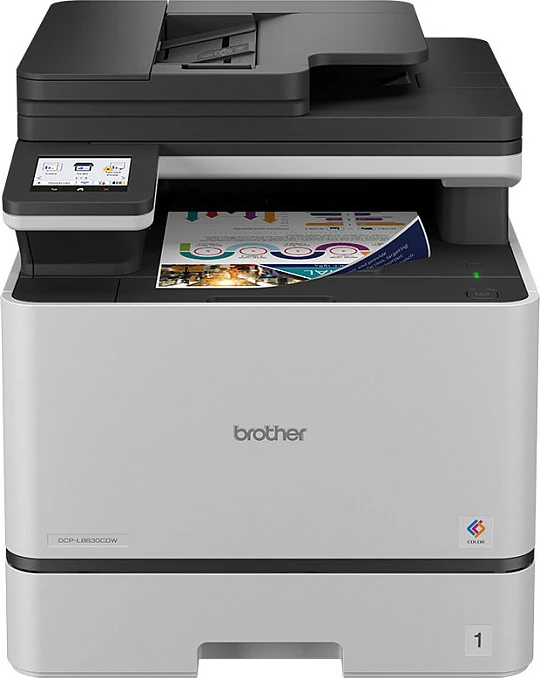 Printer multifunksional Brother DCP-L8630CDW, lazer me ngjyra, A4, duplex, Ethernet, printim direkt, gri