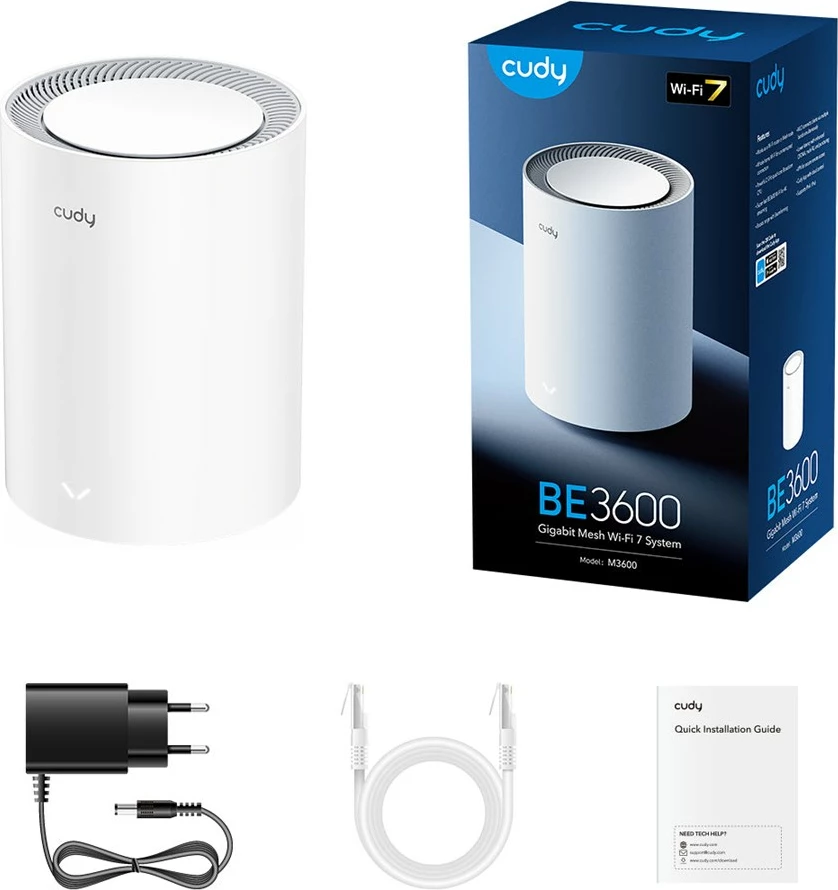 Mesh sistem Cudy M3600, Wi-Fi 7, Dual-band, 3 antena të brendshme, i bardhë