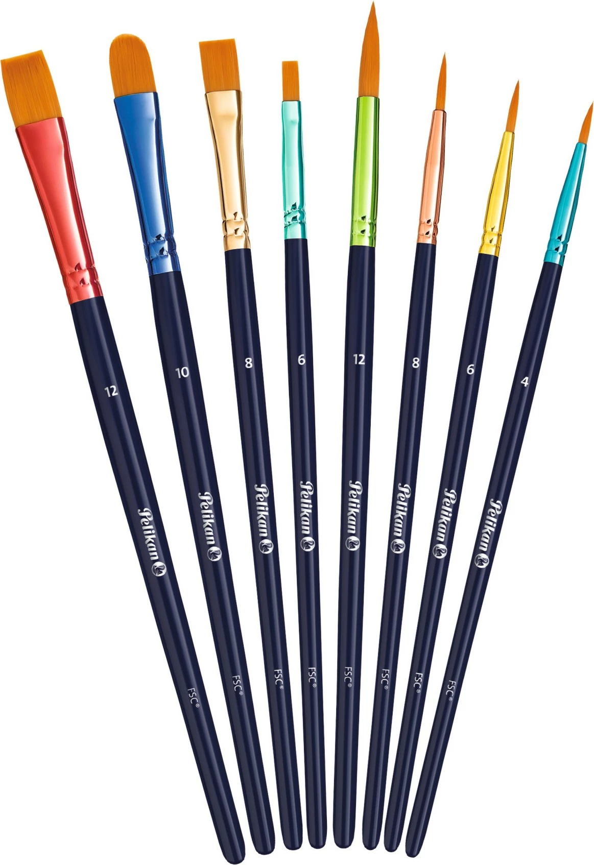 Set brushash Pelikan 701181, 8 copa, dorezë druri, ngjyra të përziera, sintetik