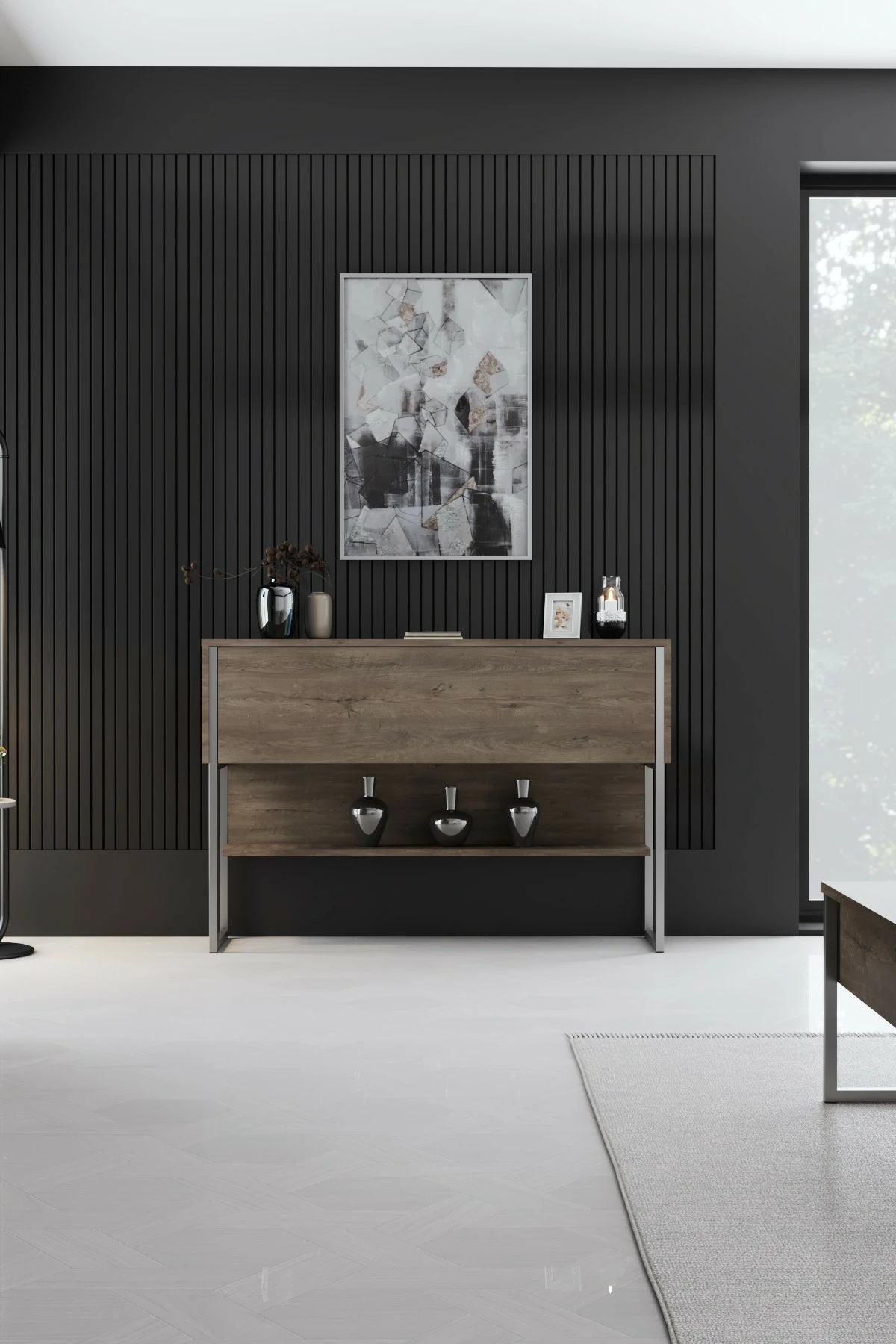 Komodë Hanah Home, Luxe, argjend dhe arre