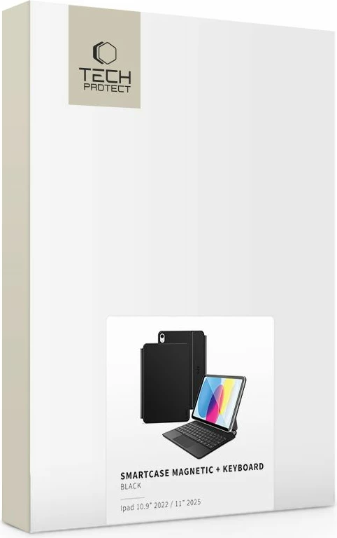 Mbështjellës me tastierë Tech-Protect SmartCase Magnetic për iPad 10.9" 2022 / iPad 11" 2025, e zezë
