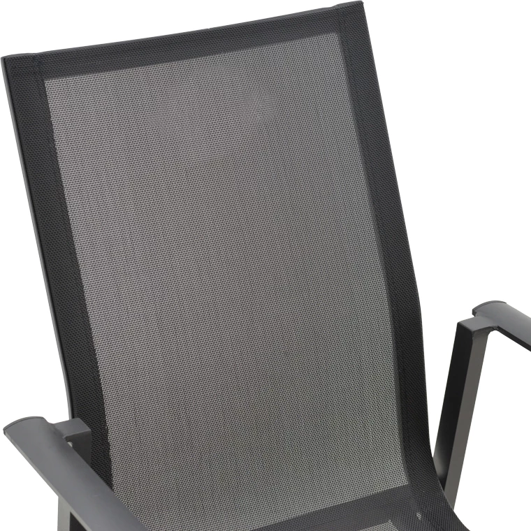 Karrige për kopsht Dashiell metalike e zezë textilene e zezë 71x58x94cm