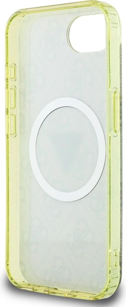 Mbështjellës Guess IML Metal Glitter 4G Circle Triangle MagSafe për iPhone 16e, Kafe