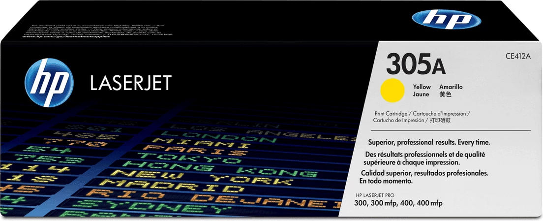 Toner HP 305A CE412A rendiment 2600 faqe, standard, e verdhë