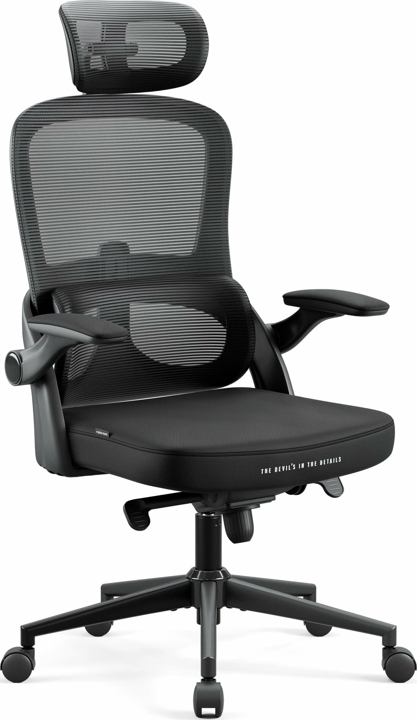 Karrige zyre ergonomike Diablo Chairs V-Light, mbështetje lumbare dinamike, 3D armrests, deri 110 kg, e zezë