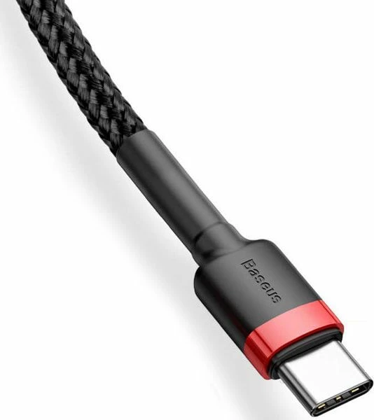 Kabllo USB-C në USB-C Baseus Cafule CATKLF-H91 2m QC 3.0/PD e zezë me detaje të kuqe