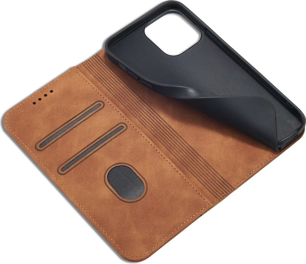 Mbështjellës Hurtel Magnet Fancy Case për iPhone 13 Pro Max, me portofol, kafe