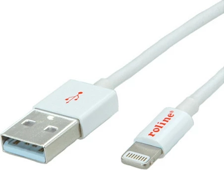 Kabel USB ROLINE USB-A në 8-pin (Lightning) për karikim/sinkronizim, i bardhë