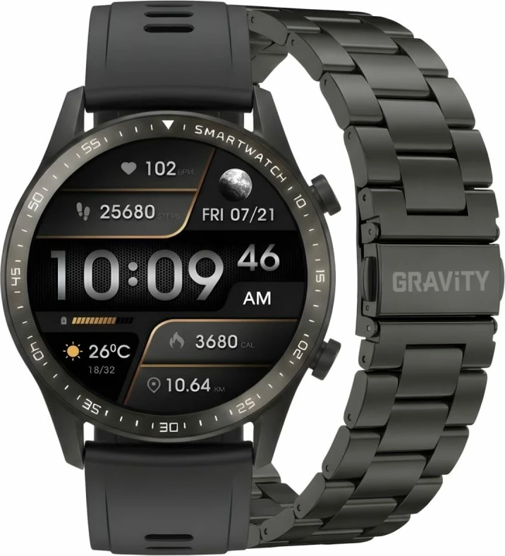 Smartwatch Gravity GT10-1, i zi, me rrip dhe byzylyk