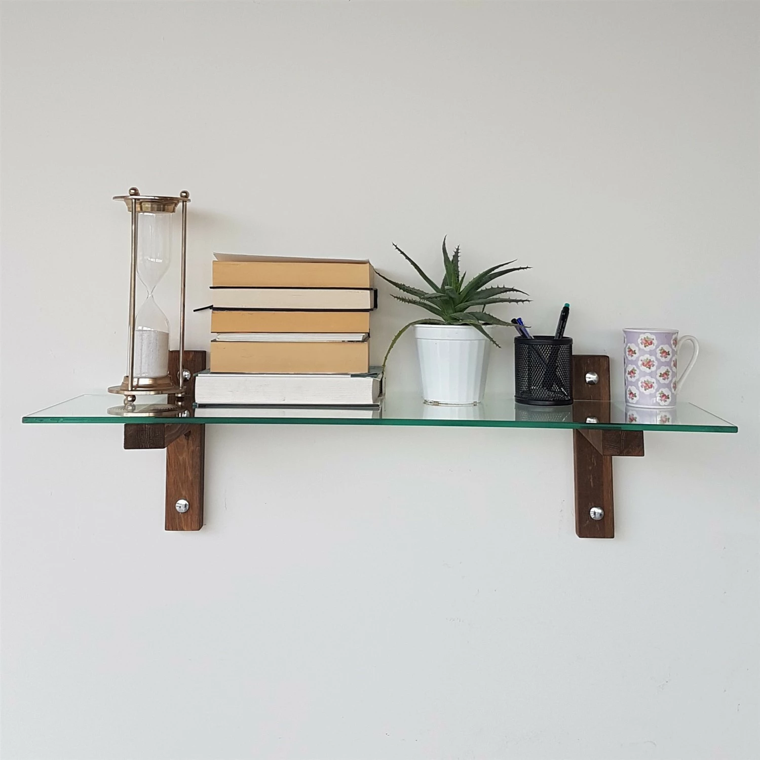 Raft muri Hanah Home, R100, ngjyrë arre, xham i temperuar, 85x25x25cm